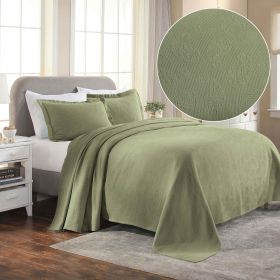 Jacquard Matelassé Paisley Cotton Bedspread Set (Color: Sage, size: King)
