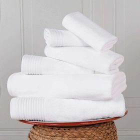 Cotton Marble and Solid Quick Dry 6 Piece Assorted Bathroom Towel Set (Color: White, size: 6 Piece Towel Set)