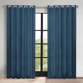 Classic Modern Solid Room Darkening Blackout Curtain Panels, Set of 2 (Color: Marine Blue, size: 70" x 120")
