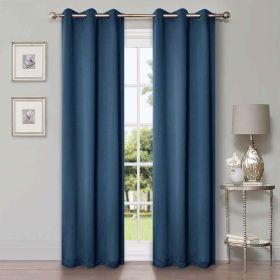 Classic Modern Solid Room Darkening Blackout Curtain Panels, Set of 2 (Color: Marine Blue, size: 42" X 108")