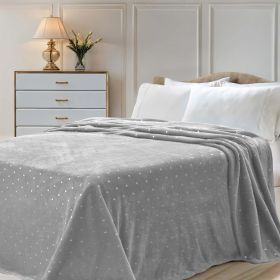 Fleece Plush Medium Weight Fluffy Soft Decorative Blanket Or Throw (Color: Platinum, style: Polka Dot)