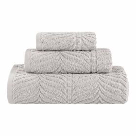 Chevron Zero Twist Jaquard Cotton 3 Piece Bathroom Towel Set (Color: Platinum, size: 3 Piece Towel Set)