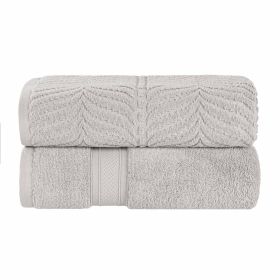 Chevron Zero Twist Solid and Jacquard Soft Cotton Bath Sheet Set of 2 (Color: Platinum, size: 2 Piece Bath Sheets)
