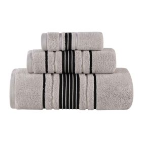 Sadie Zero Twist Cotton Solid Absorbent 3 Piece Towel Set (Color: Platinum, size: 3 Piece Towel Set)