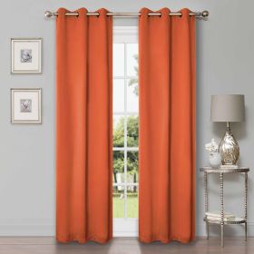 Solid Machine Washable Room Darkening Blackout Curtains, Set of 2 (Color: Rust, size: 42" X 96")