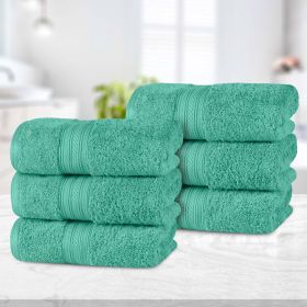 Atlas Cotton Plush Absorbent Heavyweight Luxury Hand Towel Set of 6 (Color: Rivulet, size: 6 Piece Hand Towels)