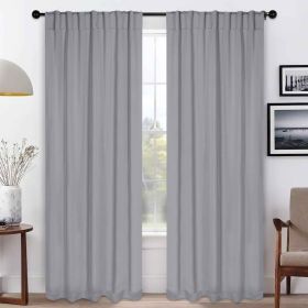 Solid Room Darkening Blackout Curtain Panels, Back Tabs, Set of 2 (Color: Silver, size: 52" X 108")
