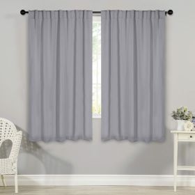 Solid Room Darkening Blackout Curtain Panels, Back Tabs, Set of 2 (Color: Silver, size: 52" X 63")