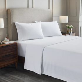 Cotton Flannel Solid Deep Pocket Bed Sheet Set (Color: White, size: Full)