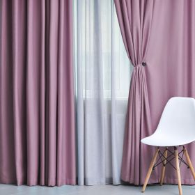 Solid Machine Washable Room Darkening Blackout Curtains, Set of 2 (Color: Wisteria, size: 52" x 120")