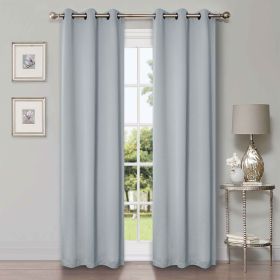 Classic Modern Solid Room Darkening Blackout Curtain Panels, Set of 2 (Color: Slate Blue, size: 42" X 96")