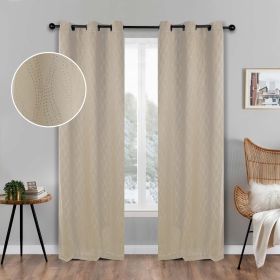 Zuri Textured Waves Room Darkening Blackout Curtains, Set of 2 (Color: Ivory, size: 42" X 96")