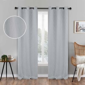 Zuri Textured Waves Room Darkening Blackout Curtains, Set of 2 (Color: Platinum, size: 42" X 84")