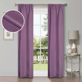 Linen Pattern Washable Room Darkening Blackout Curtains, Set of 2 (Color: Wisteria, size: 52" X 108")