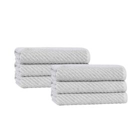 Amelia Cotton Blend Textured Diagonal Ribbed Hand Towels, Set of 6 (Color: Platinum, size: 6 Piece Hand Towels)