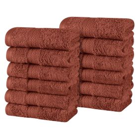 Atlas Cotton Absorbent Heavyweight Face Towel Washcloth Set of 12 (Color: Chocolate, size: 12 Piece Face Towels)