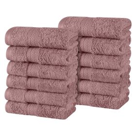 Atlas Cotton Absorbent Heavyweight Face Towel Washcloth Set of 12 (Color: Grape Shake, size: 12 Piece Face Towels)
