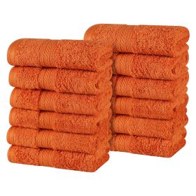 Atlas Cotton Absorbent Heavyweight Face Towel Washcloth Set of 12 (Color: Sandstone, size: 12 Piece Face Towels)