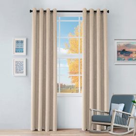 Blackout Senna Solid Textured Grommet Curtain Panels. Set of 2 (Color: Beige, size: 42" X 84")