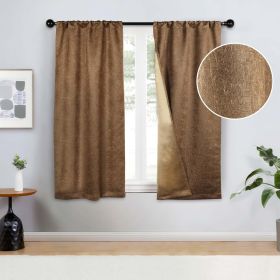 Blackout Senna Solid Textured Grommet Curtain Panels. Set of 2 (Color: Bronze Olive, size: 26" X 84")
