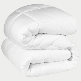 Brushed Microfiber Down Alternative Medium Weight Striped Comforter (Color: White, size: Twin/Twin XL)