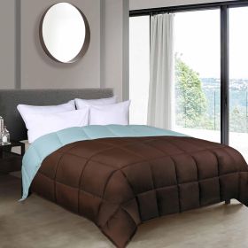 Brushed Microfiber Reversible Down Alternative Comforter (Color: Choco-Sky Blue, size: Twin/Twin XL)