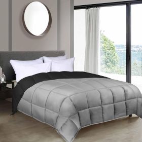 Brushed Microfiber Reversible Down Alternative Comforter (Color: Black-Grey, size: Twin)