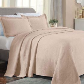 Celtic Circle Cotton Jacquard Matelasse Bedspread Set (Color: Bisque, size: King)