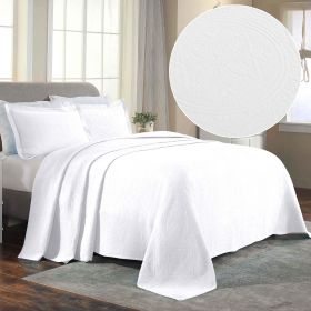 Celtic Circle Cotton Jacquard Matelasse Bedspread Set (Color: White, size: Full)