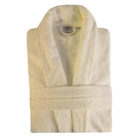 Classic Men's Bath Robe Turkish Cotton Bathrobe with Adjustable Belt (Color: Cream, size: Large/Extra Large)