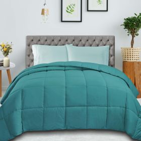 Classic Reversible Medium Weight Down Alternative Microfiber Comforter (Color: Turquoise, size: Full/Queen)