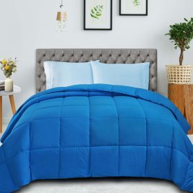 Classic Reversible Medium Weight Down Alternative Microfiber Comforter (Color: Aster Blue, size: California King)