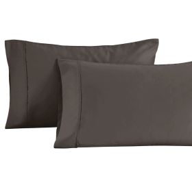 Cotton Blend Solid Pillowcases, Set of 2 (Color: Charcoal, size: Standard)