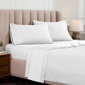 Egyptian Cotton 1500 Thread Count Eco-Friendly Solid Sheet Set (Color: White, size: Queen)