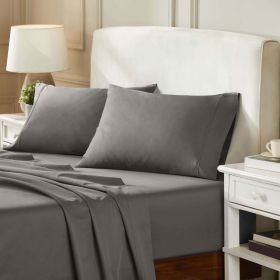 Egyptian Cotton 850 Thread Count Solid Deep Pocket Bed Sheet Set (Color: Grey, size: Queen)