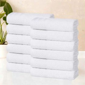 Honeycomb Textured Waffle Border Cotton Face Towels, Set of 6 (Color: White, size: 6 Piece Face Towels)