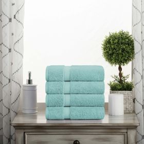Madison Egyptian Cotton Pile Plush Heavyweight Hand Towel Set of 4 (Color: Turquoise, size: 4 Piece Hand Towels)