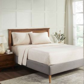 Melange Flannel Cotton Two-Toned Deep Pocket Warm Sheet Set (Color: Beige, size: King)