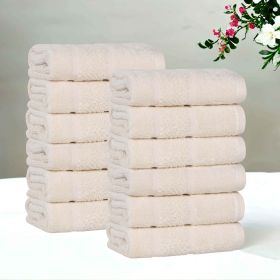 Mile Smart Twist Cotton Solid Face Towels Washcloths, Set of 12 (Color: Ivory, size: 12 Piece Face Towels)