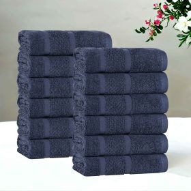 Mile Smart Twist Cotton Solid Face Towels Washcloths, Set of 12 (Color: Navy Blue, size: 12 Piece Face Towels)