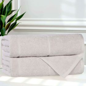 Mile Smart Twist Cotton Solid Thick Border Bath Towels, Set of 2 (Color: Silver, size: 2 Piece Bath Towels)