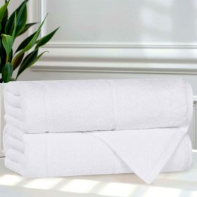Mile Smart Twist Cotton Solid Thick Border Bath Towels, Set of 2 (Color: White, size: 2 Piece Bath Towels)