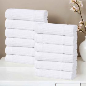 Milo Smart Twist Cotton Medium Weight Solid Face Towels, Set of 12 (Color: White, size: 12 Piece Face Towels)
