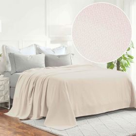 Nobel Cotton Textured Jacquard Chevron Lightweight Woven Blanket (Color: Ivory, size: California King)