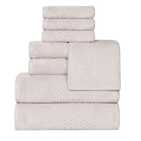 Playa Zero Twist Cotton Solid Waffle Textured 8 Piece Towel Set (Color: Silver, size: 8 Piece Towel Set)