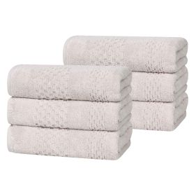 Playa Zero Twist Cotton Solid Waffle Textured Hand Towels, Set of 6 (Color: Silver, size: 6 Piece Hand Towels)