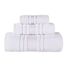 Sadie Zero Twist Cotton Solid Absorbent 3 Piece Towel Set (Color: White, size: 3 Piece Towel Set)