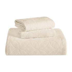 Serenity Cotton Matelasse Celtic Circle Airy Bedspread Set (Color: Ivory, size: Twin)