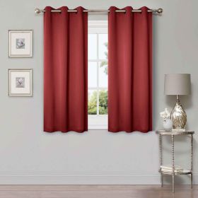 Solid Machine Washable Room Darkening Blackout Curtains, Set of 2 (Color: Sangria, size: 26" X 63")