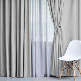 Solid Machine Washable Room Darkening Blackout Curtains, Set of 2 (Color: Marshmellow - 2 Piece, size: 52" X 96")